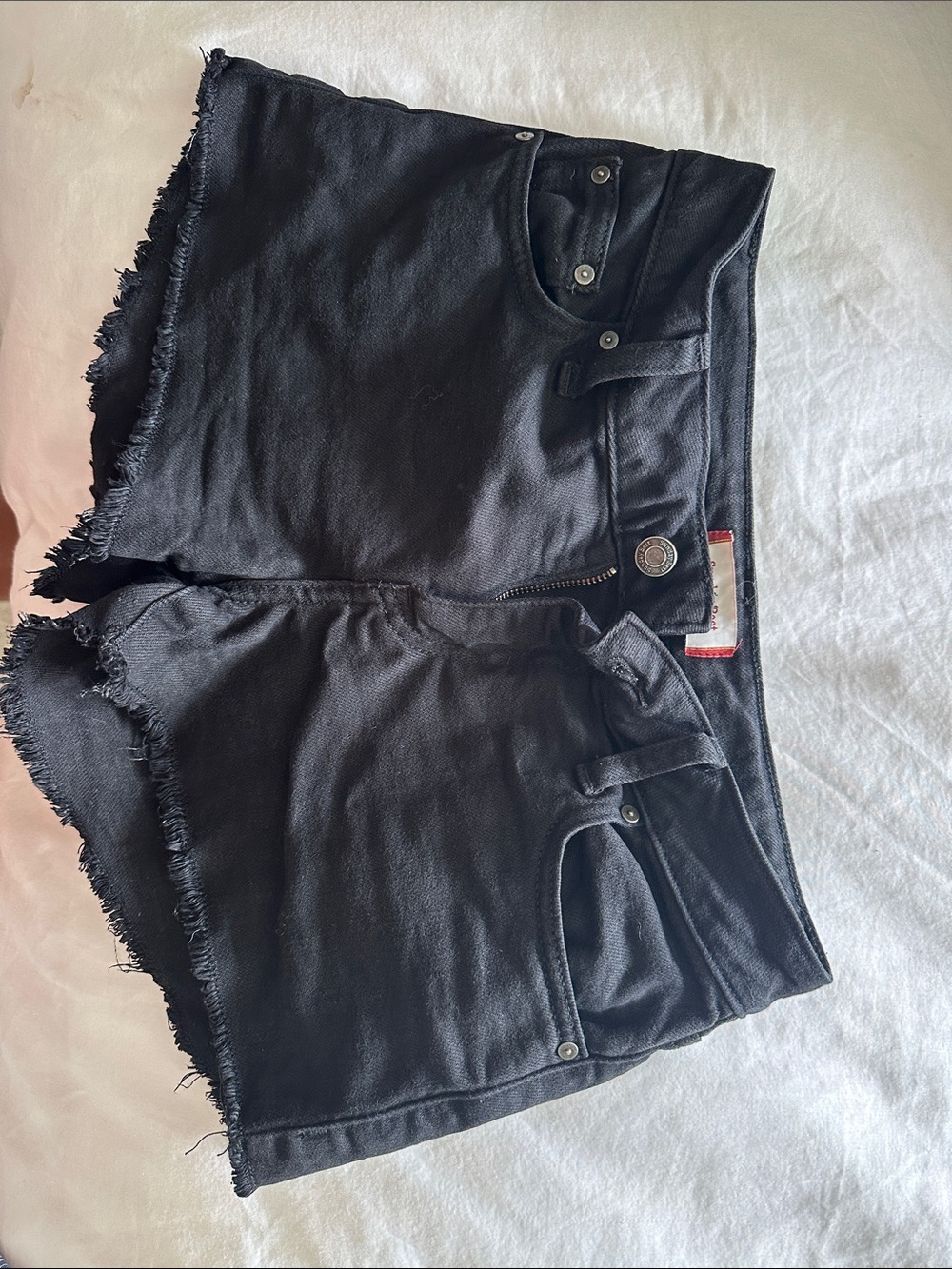 Sunday Best Black Frayed-Hem Denim Shorts